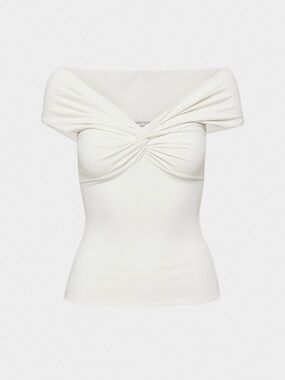 Babaton Contour Off-Shoulder Twist Front Women's Top - White